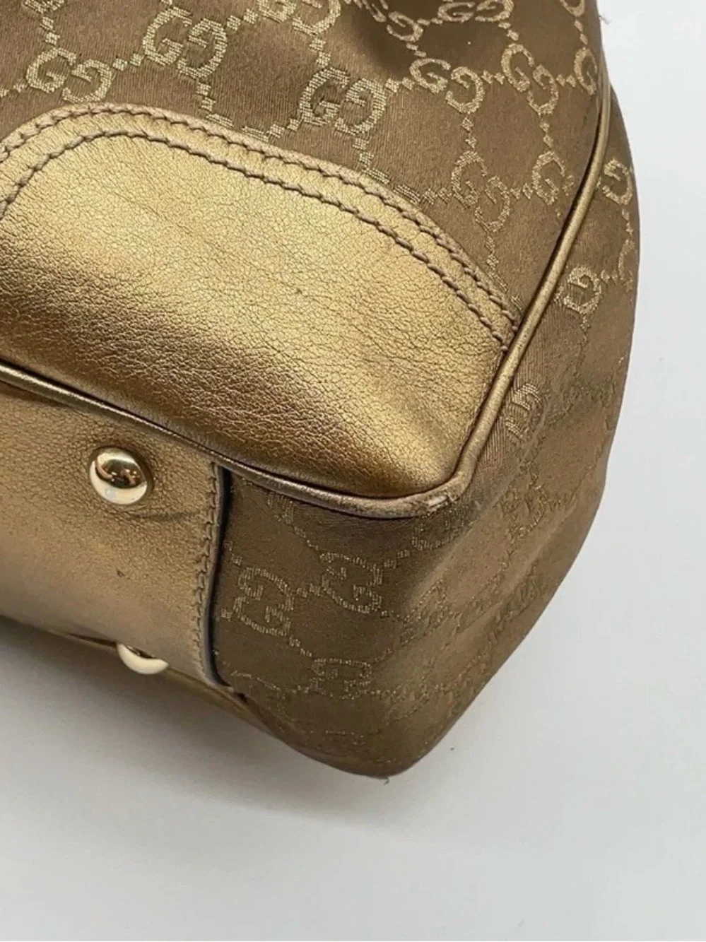 Authentic Gucci Metallic Brown GG Monogram Shoulder Bag - Picture 7 of 16